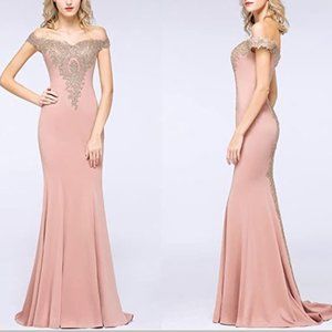 Black New Off the Shoulder Sleeve Long Dress